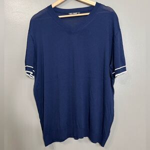 4/$25 Paul Jones navy blue pull over V neck lightweight semi sheer sweater xxl